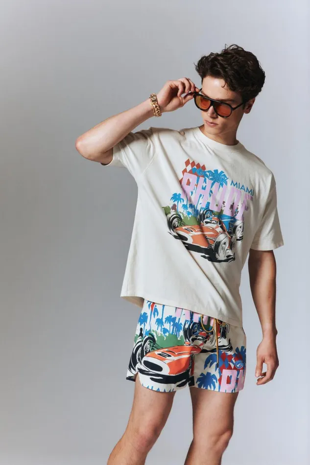 Men Rhude Shorts GRAND PRIX SWIM TRUNKS Multi