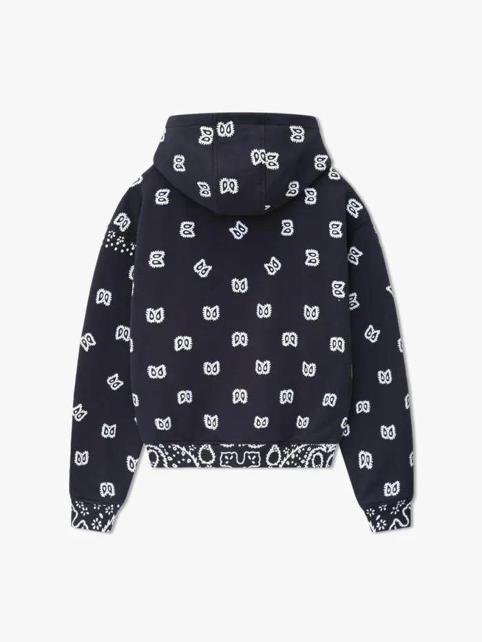 Men Rhude Sweatshirts BANDANA PRINT HOODIE Vtg Black