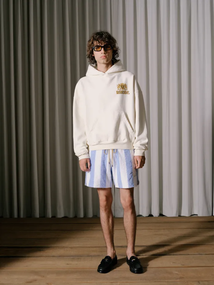 Men Rhude Sweatshirts CRESTA CIGAR HOODIE Vtg White