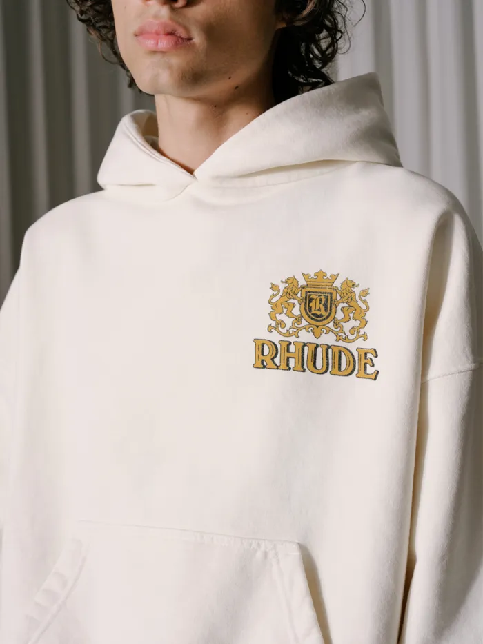 Men Rhude Sweatshirts CRESTA CIGAR HOODIE Vtg White