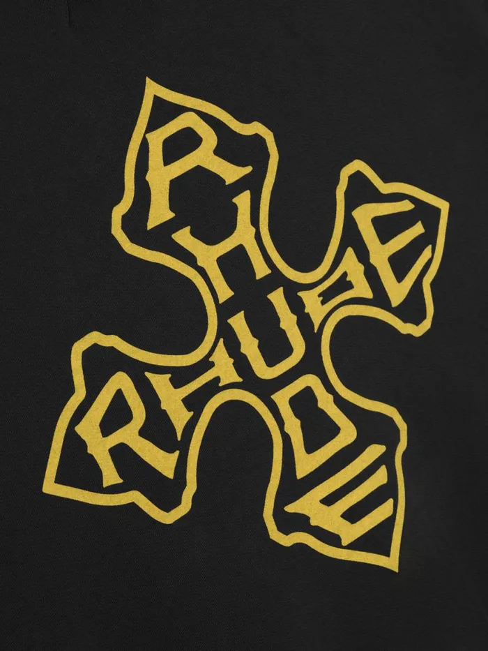 Men Rhude Sweatshirts CROSS HOODIE Vtg Black