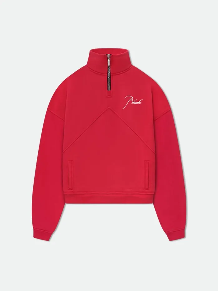 Men Rhude Sweatshirts QUARTER ZIP Vtg Red
