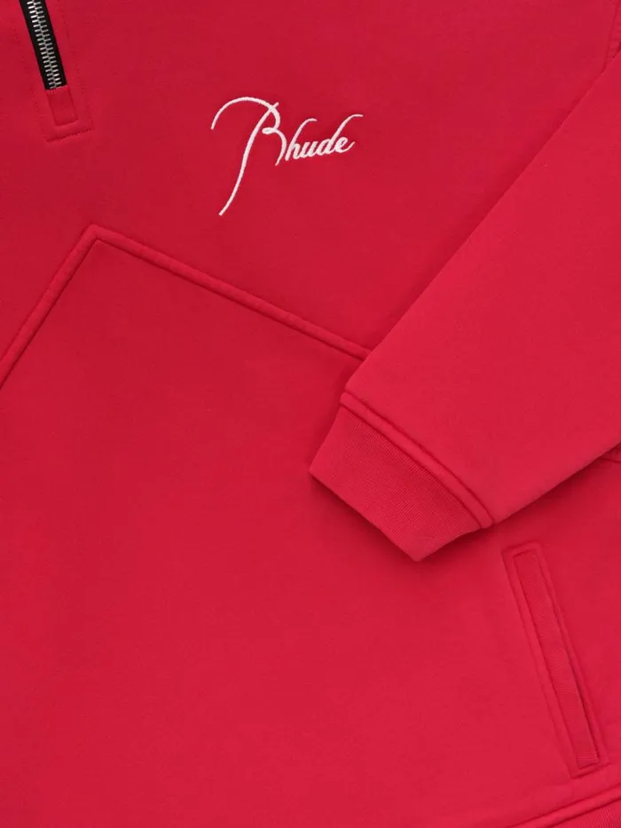 Men Rhude Sweatshirts QUARTER ZIP Vtg Red