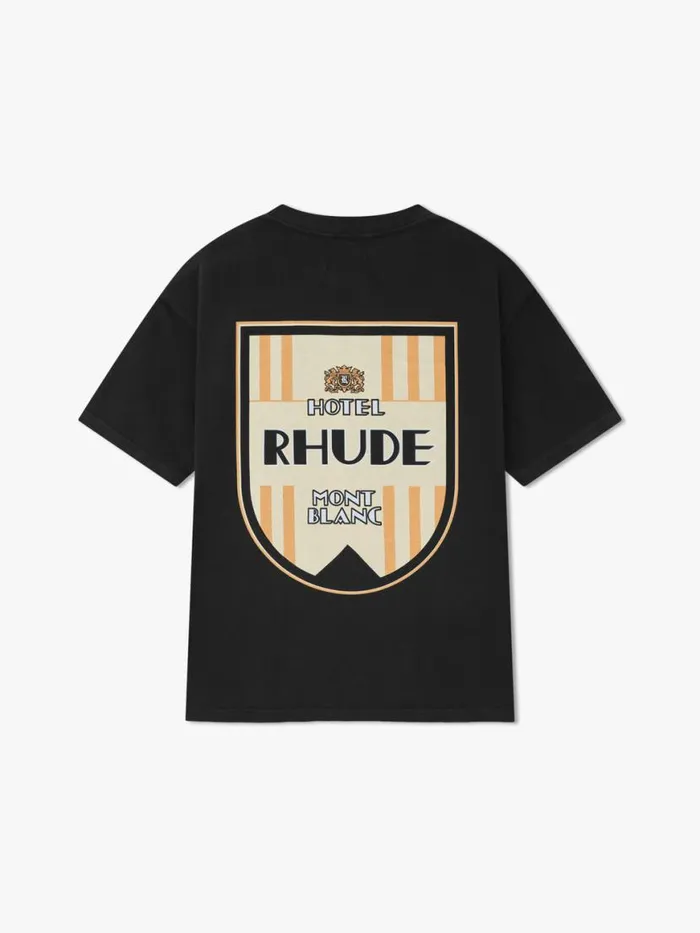 Men Rhude Tees MONTBLANC HOTEL TEE Vtg Black