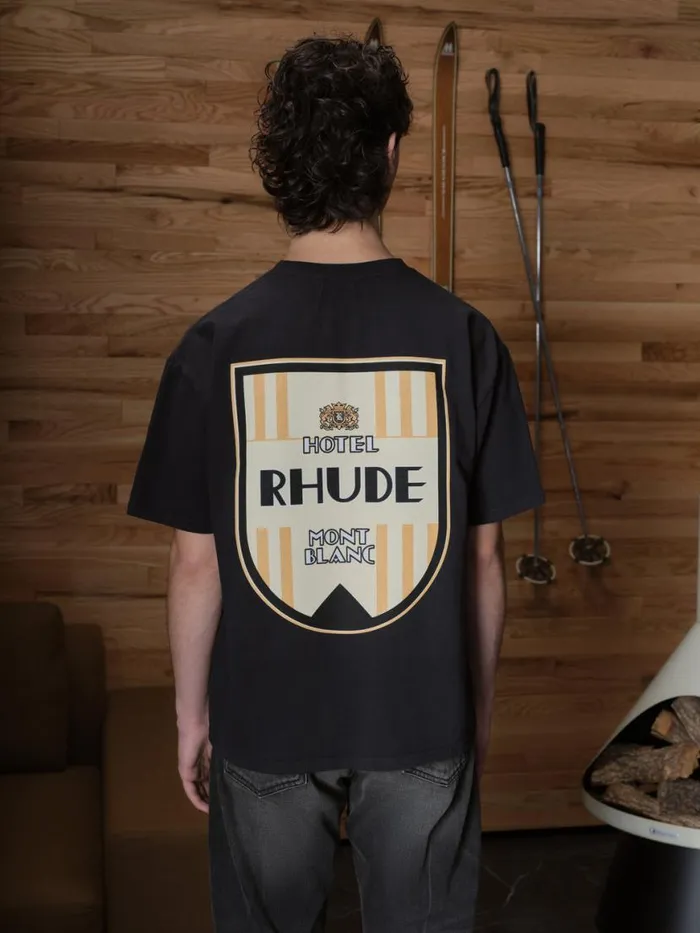 Men Rhude Tees MONTBLANC HOTEL TEE Vtg Black
