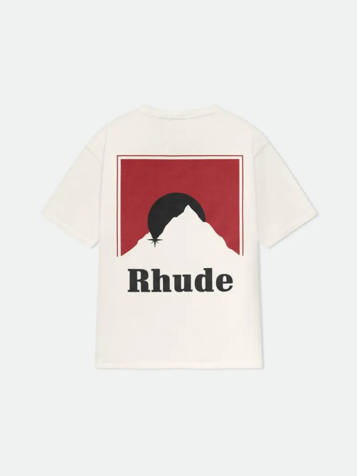 Men Rhude Tees MOONLIGHT TEE Vtg White Red Men Rhude Tees MOONLIGHT TEE Vtg White Red