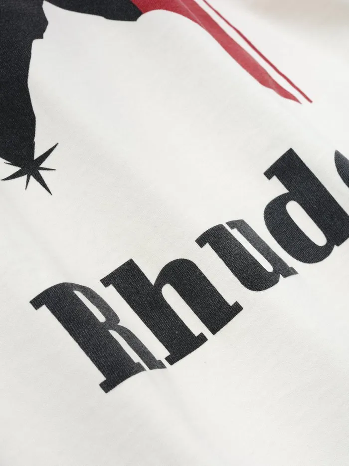 Men Rhude Tees MOONLIGHT TEE Vtg White Red Men Rhude Tees MOONLIGHT TEE Vtg White Red
