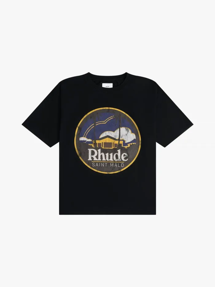 Men Rhude Tees SAINT MALO TEE Vtg Black