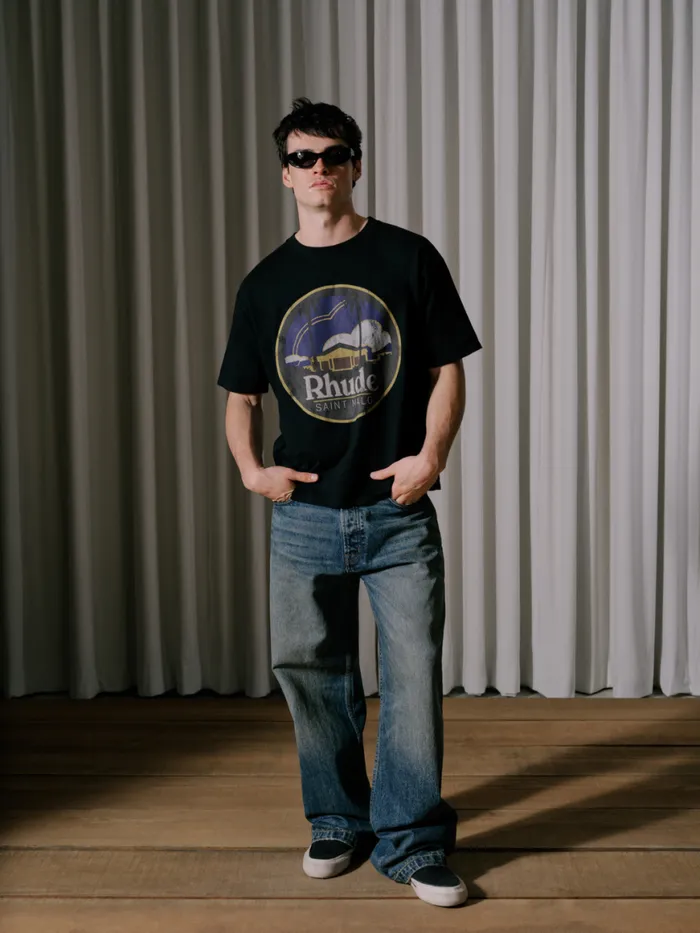 Men Rhude Tees SAINT MALO TEE Vtg Black
