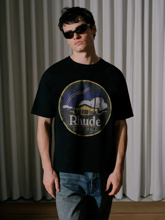 Men Rhude Tees SAINT MALO TEE Vtg Black
