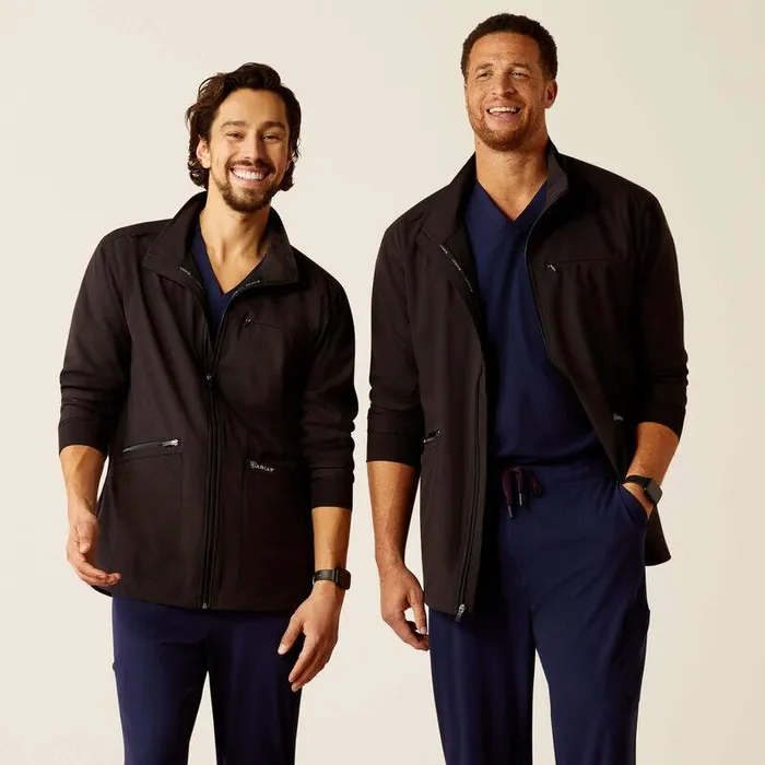 Men Scrubs Ariat Conrad Utility Scrub Jacket Black