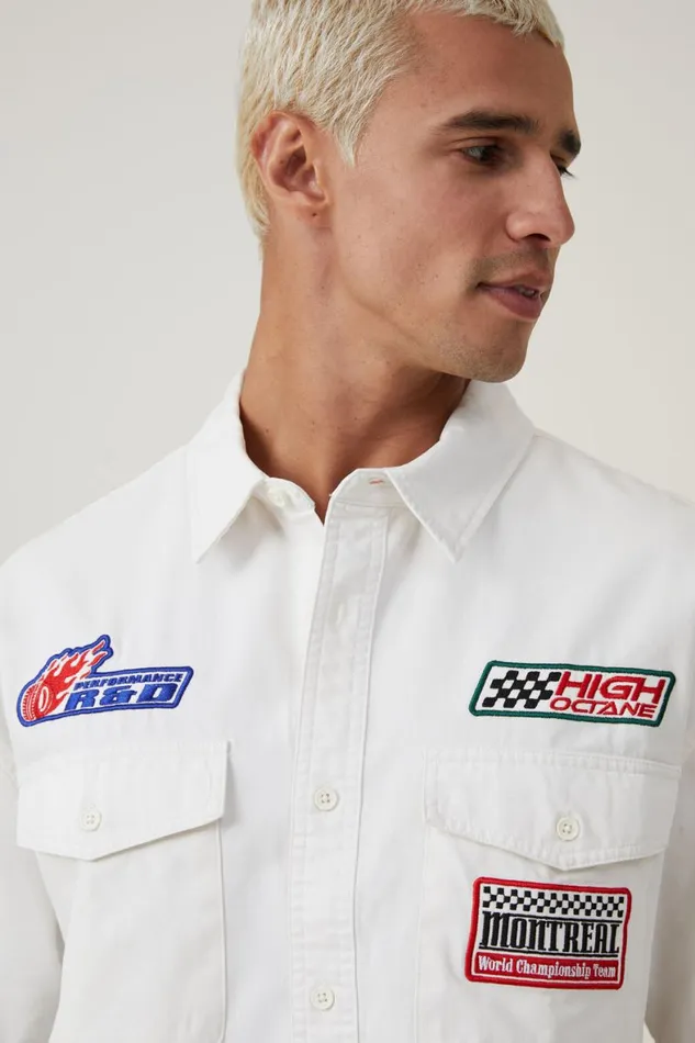 Men Shirts and Polos Cotton On Garage Short Sleeve Shirt Off White