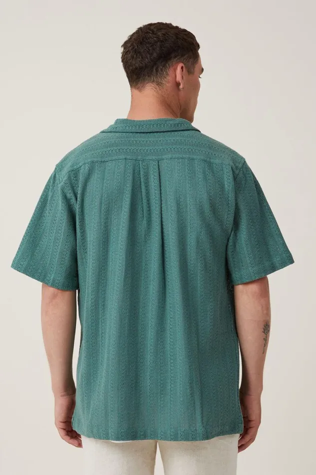 Men Shirts and Polos Cotton On Palma Short Sleeve Shirt Forest Pattern