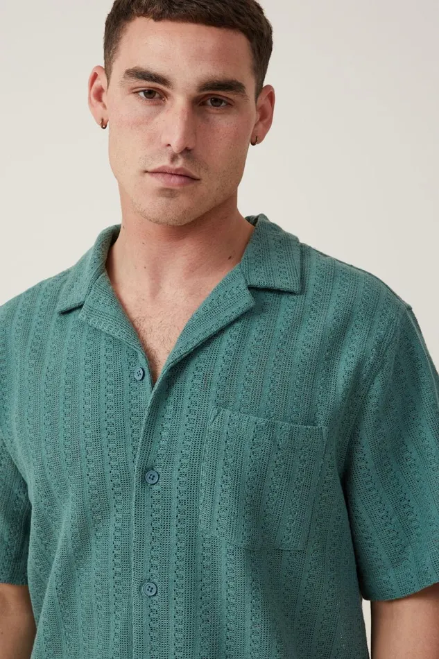 Men Shirts and Polos Cotton On Palma Short Sleeve Shirt Forest Pattern