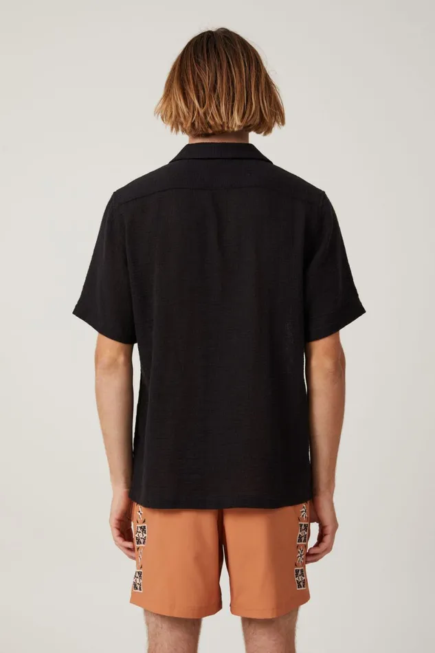 Men Shirts and Polos Cotton On Palma Short Sleeve Shirt Washed Black