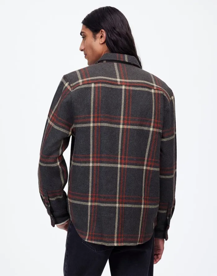 Men Shirts Madewell Brushed Easy ShirtJacket In Italian Fabric Cool Obsidian Heather
