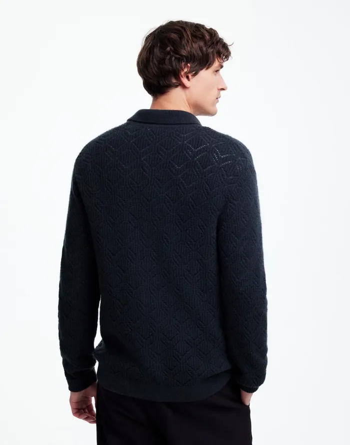 Men Shirts Madewell DiamondStitch Sweater Shirt In SoftWool Dark Metal