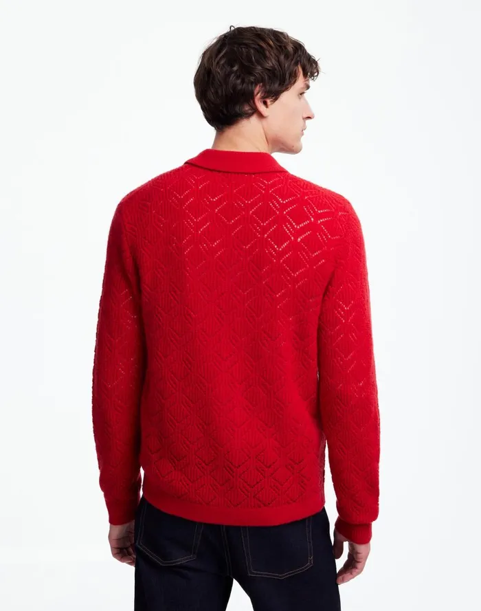 Men Shirts Madewell DiamondStitch Sweater Shirt In SoftWool Pomegranate Seed