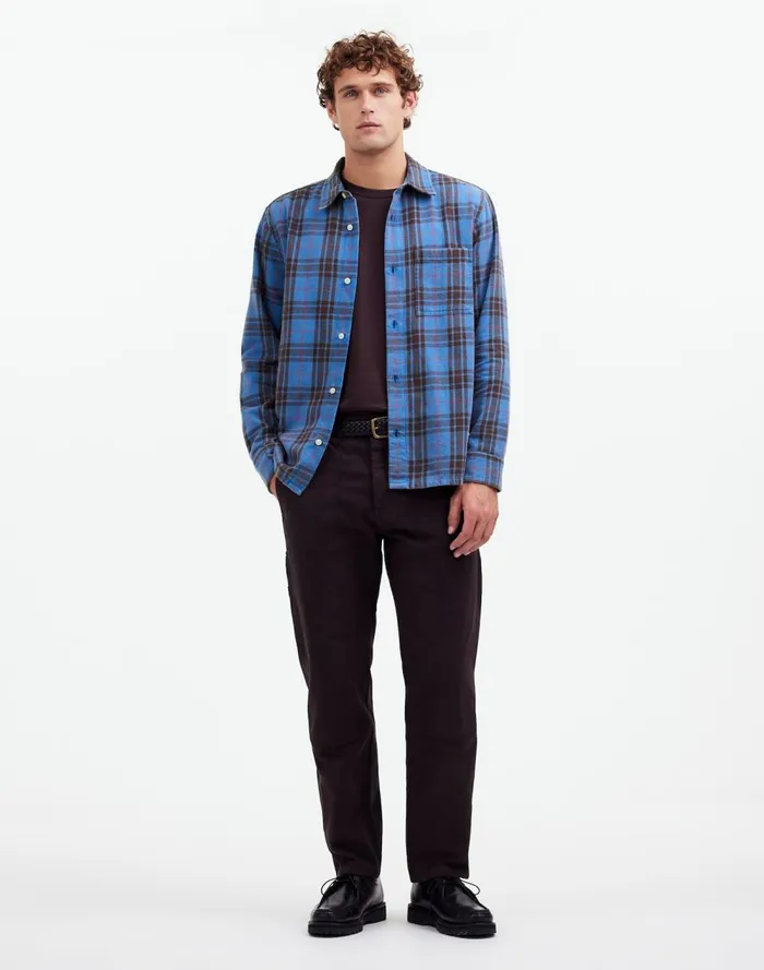 Men Shirts Madewell Easy Shirt In Brushed Flannel Honorary Blue