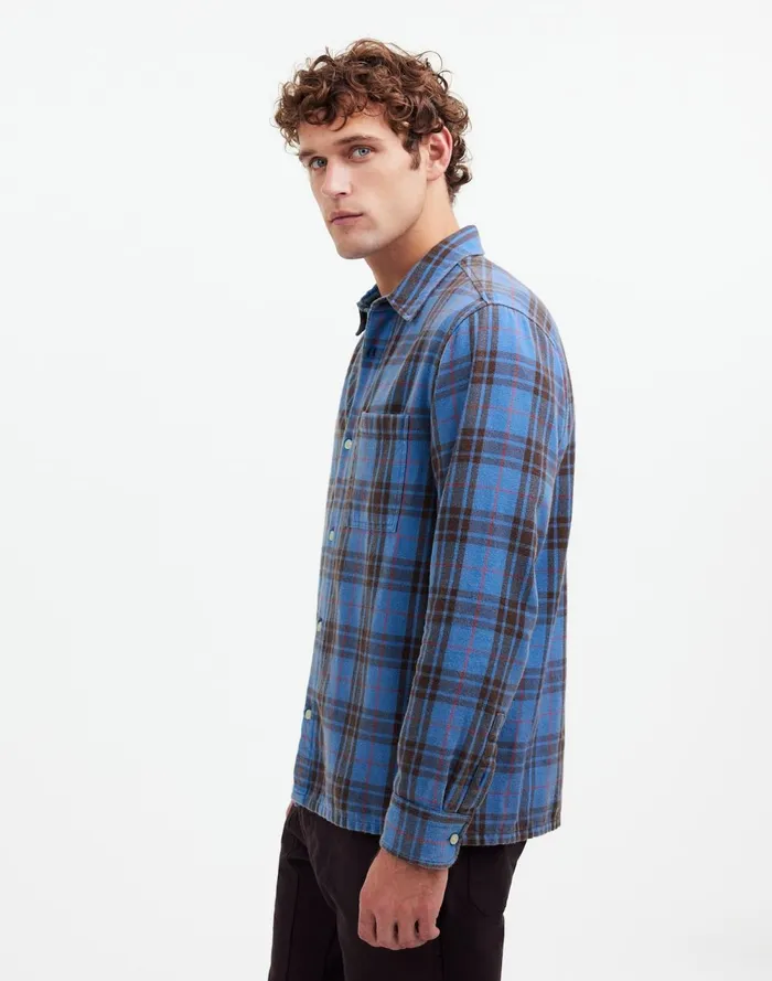 Men Shirts Madewell Easy Shirt In Brushed Flannel Honorary Blue