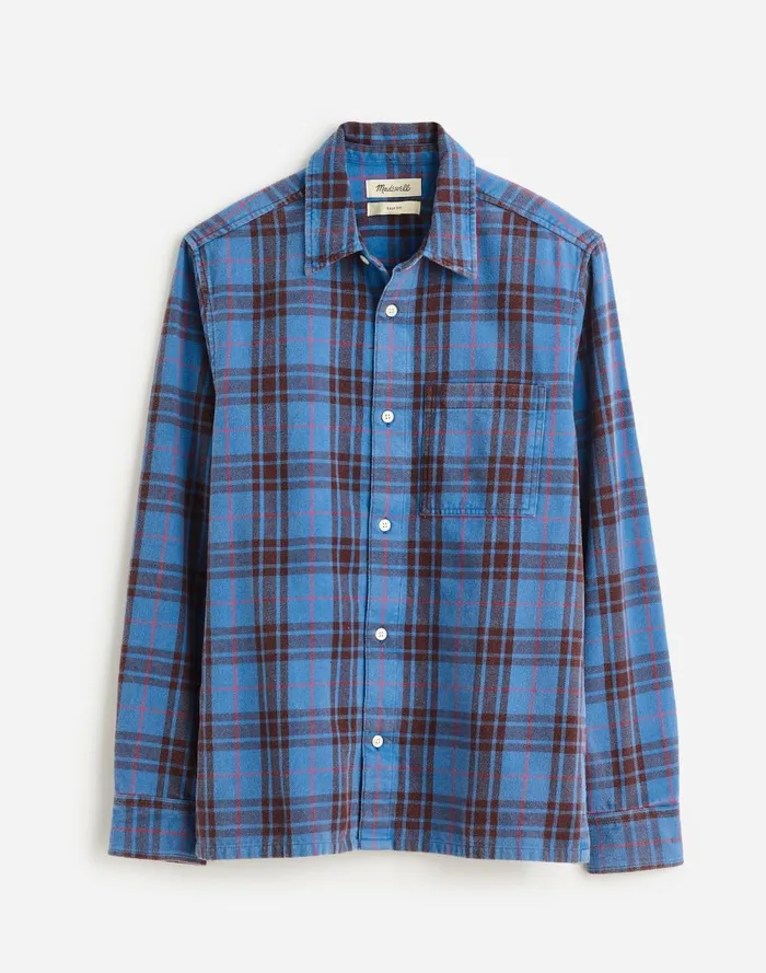 Men Shirts Madewell Easy Shirt In Brushed Flannel Honorary Blue