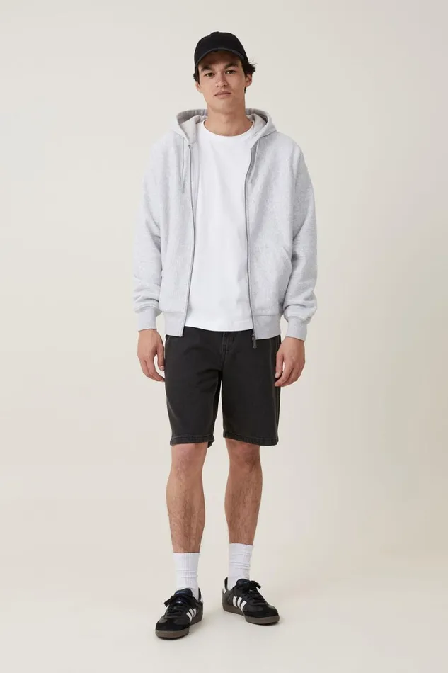 Men Sweats and Hoodies Cotton On Oversized Zip Up Hoodie Grey Marle