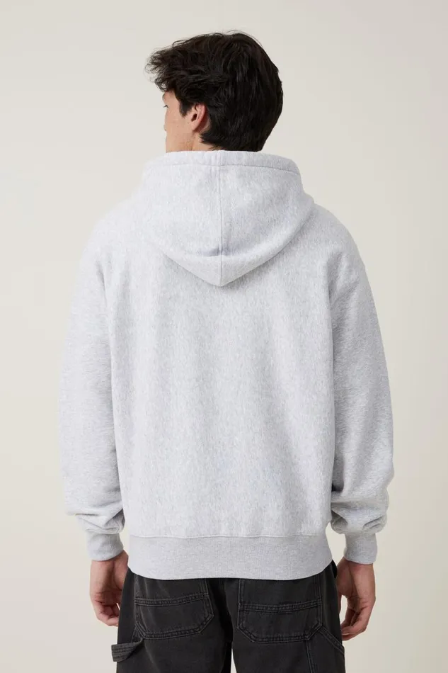 Men Sweats and Hoodies Cotton On Oversized Zip Up Hoodie Grey Marle