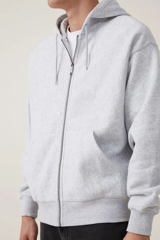 Men Sweats and Hoodies Cotton On Oversized Zip Up Hoodie Grey Marle