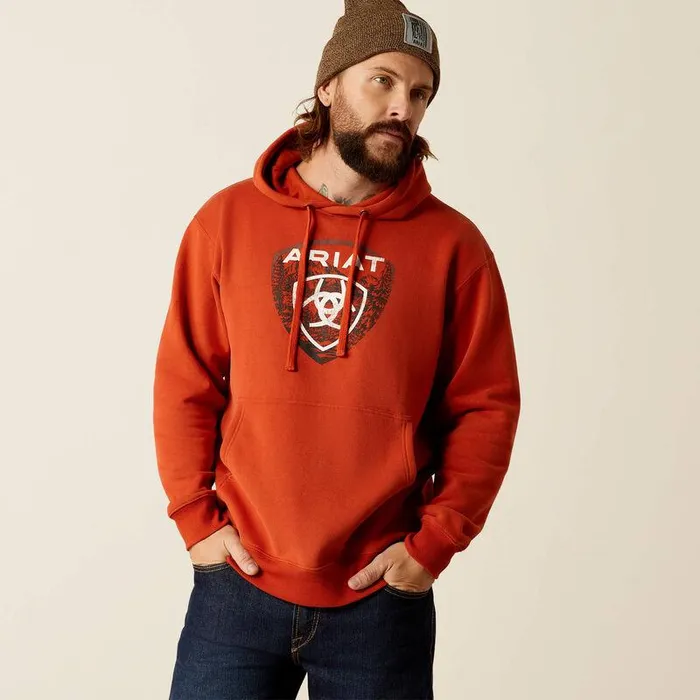 Men Sweatshirts and Hoodies Ariat Forest Badge Hoodie Dark Orange