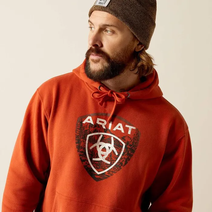 Men Sweatshirts and Hoodies Ariat Forest Badge Hoodie Dark Orange Men Sweatshirts and Hoodies Ariat Forest Badge Hoodie Dark Orange