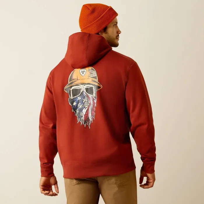 Men Sweatshirts and Hoodies Ariat Rebar Born For This Full Zip Hoodie Burnt Henna