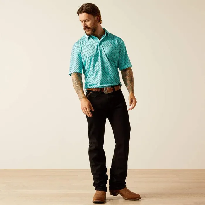 Men TShirts and Polos Ariat All Over Print Polo Aruba Blue Men TShirts and Polos Ariat All Over Print Polo Aruba Blue