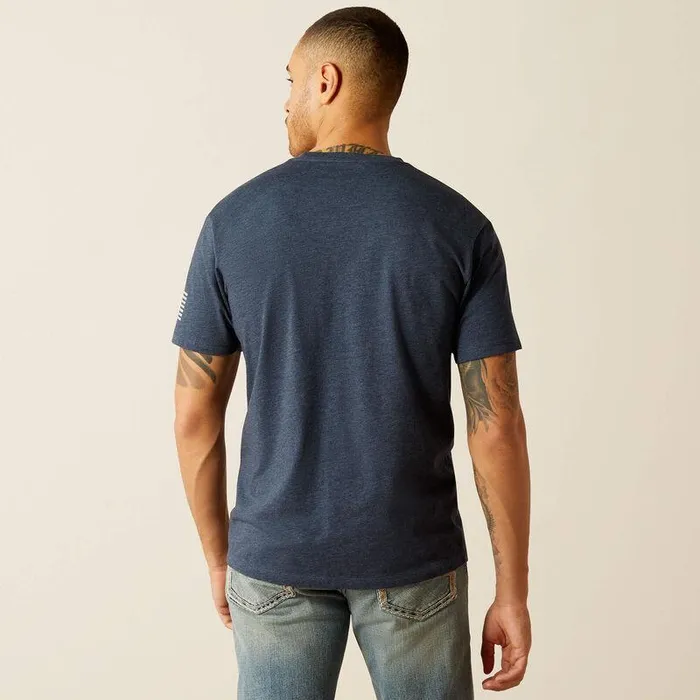 Men TShirts and Polos Ariat Ariat Shield Flag TShirt Navy Heather Men TShirts and Polos Ariat Ariat Shield Flag TShirt Navy Heather