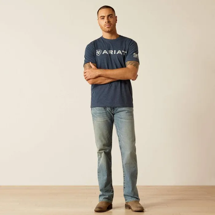 Men TShirts and Polos Ariat Ariat Shield Flag TShirt Navy Heather Men TShirts and Polos Ariat Ariat Shield Flag TShirt Navy Heather