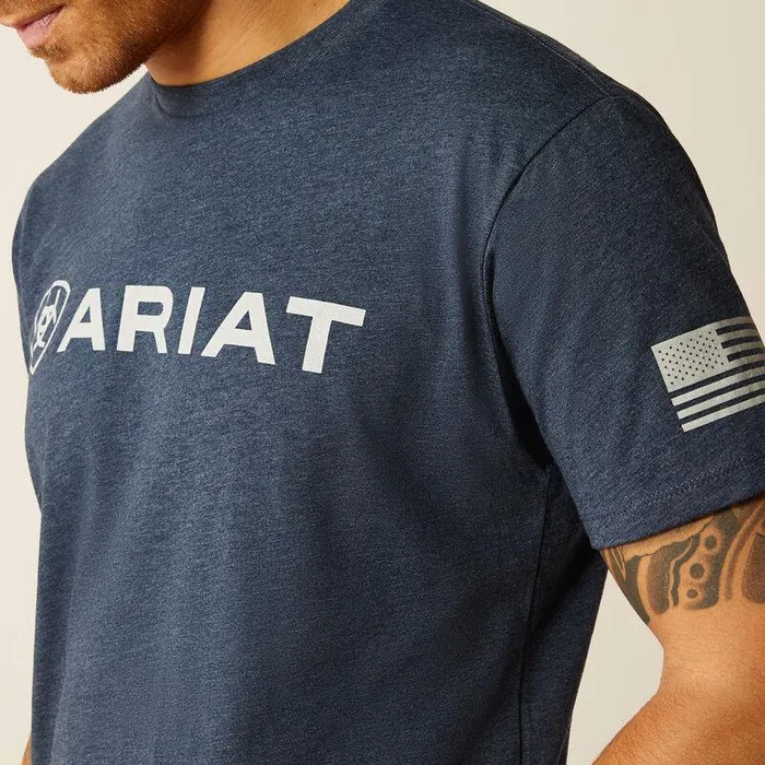 Men TShirts and Polos Ariat Ariat Shield Flag TShirt Navy Heather Men TShirts and Polos Ariat Ariat Shield Flag TShirt Navy Heather