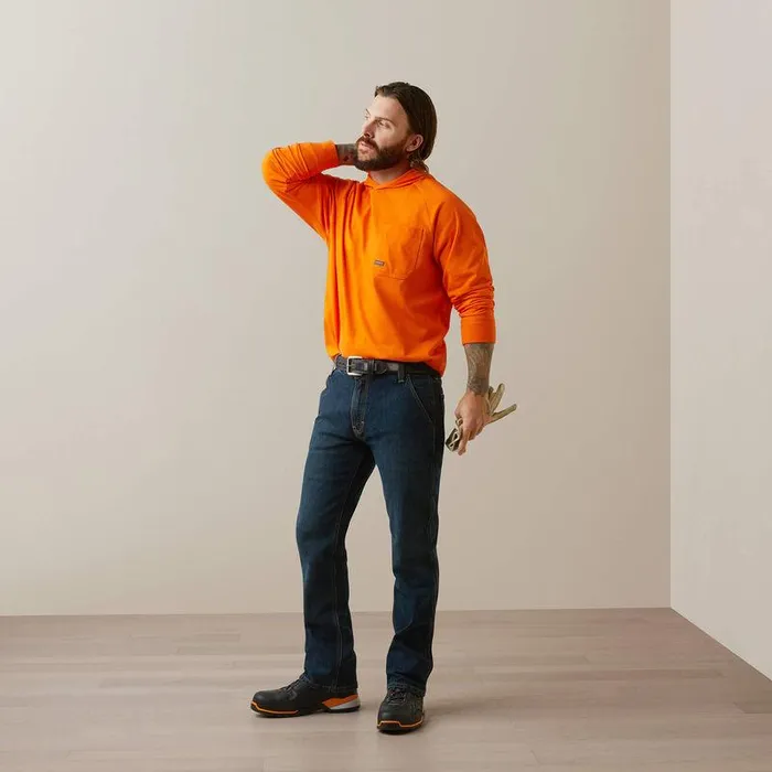 Men TShirts and Polos Ariat Rebar Cotton Strong Hooded TShirt Bright Orange Men TShirts and Polos Ariat Rebar Cotton Strong Hooded TShirt Bright Orange