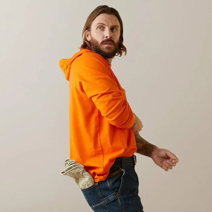 Men TShirts and Polos Ariat Rebar Cotton Strong Hooded TShirt Bright Orange Men TShirts and Polos Ariat Rebar Cotton Strong Hooded TShirt Bright Orange