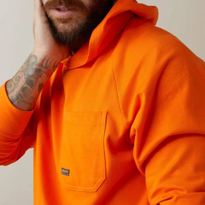 Men TShirts and Polos Ariat Rebar Cotton Strong Hooded TShirt Bright Orange Men TShirts and Polos Ariat Rebar Cotton Strong Hooded TShirt Bright Orange