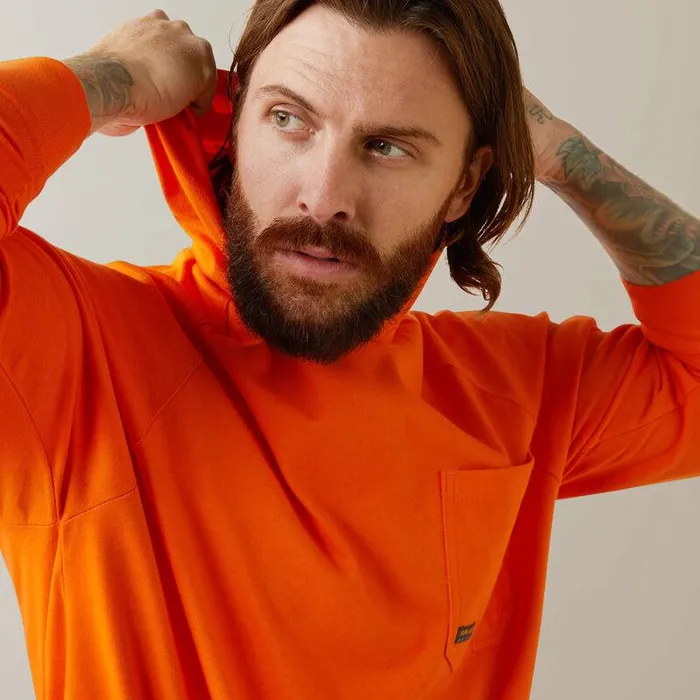 Men TShirts and Polos Ariat Rebar Cotton Strong Hooded TShirt Bright Orange Men TShirts and Polos Ariat Rebar Cotton Strong Hooded TShirt Bright Orange