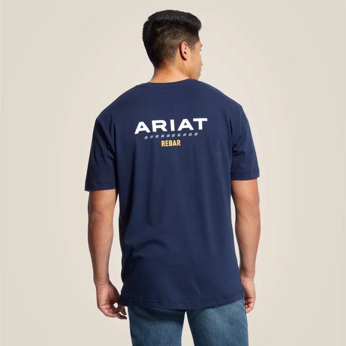 Men TShirts and Polos Ariat Rebar Cotton Strong Logo TShirt Navy