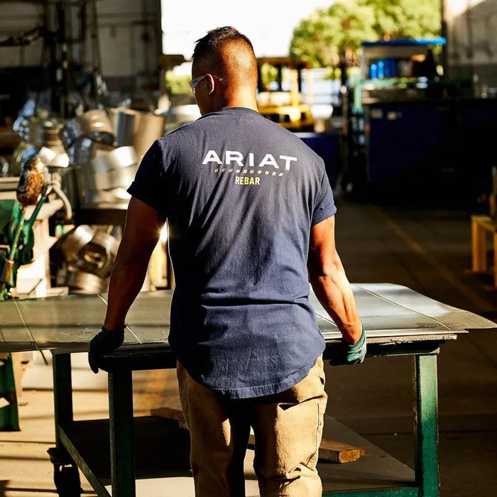 Men TShirts and Polos Ariat Rebar Cotton Strong Logo TShirt Navy Men TShirts and Polos Ariat Rebar Cotton Strong Logo TShirt Navy