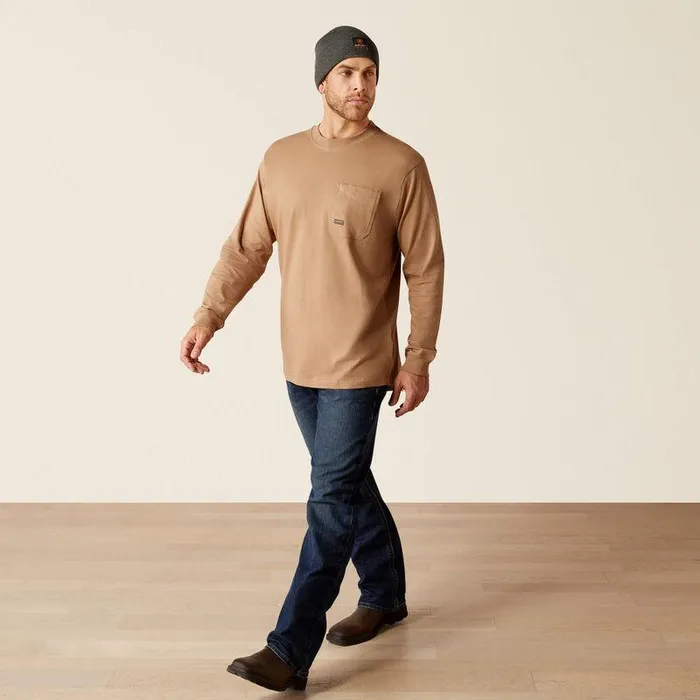 Men TShirts and Polos Ariat Rebar Cotton Strong Work Hard Live Free TShirt Rebar Khaki