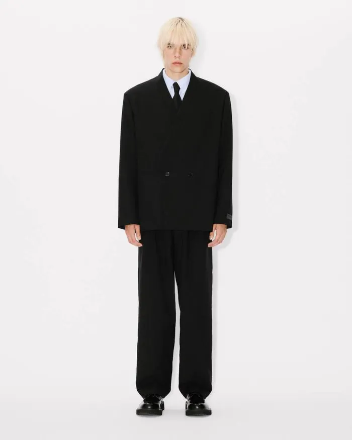 Men Tailored Kimono Jacket In Virgin Wool Black Kenzo Tailoring