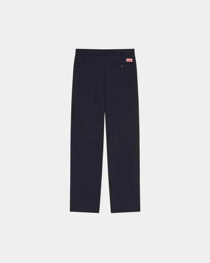 Men Tailored Pants In Virgin Wool Midnight Blue Kenzo Tailoring