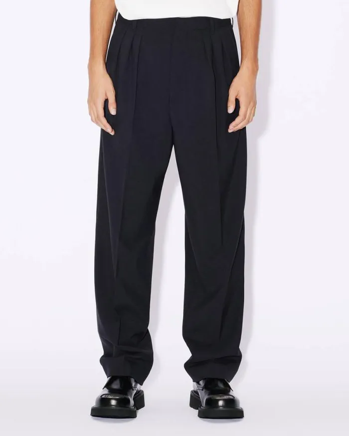 Men Tailored Pants In Virgin Wool Midnight Blue Kenzo Tailoring