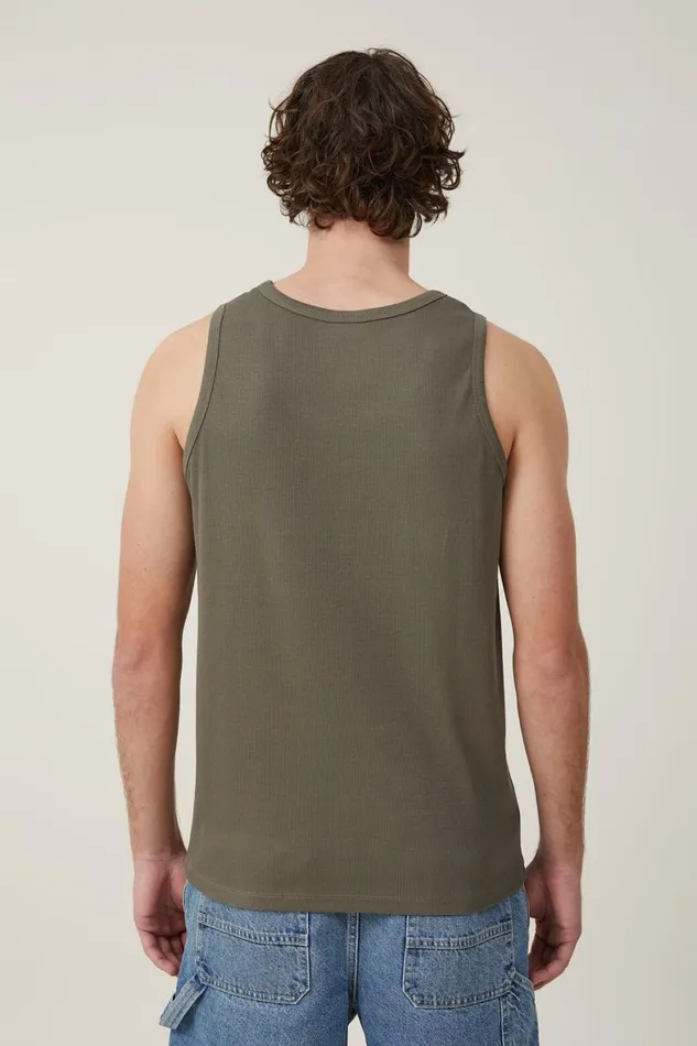 Men Tees and Tanks Cotton On Loose Fit Rib Tank Military