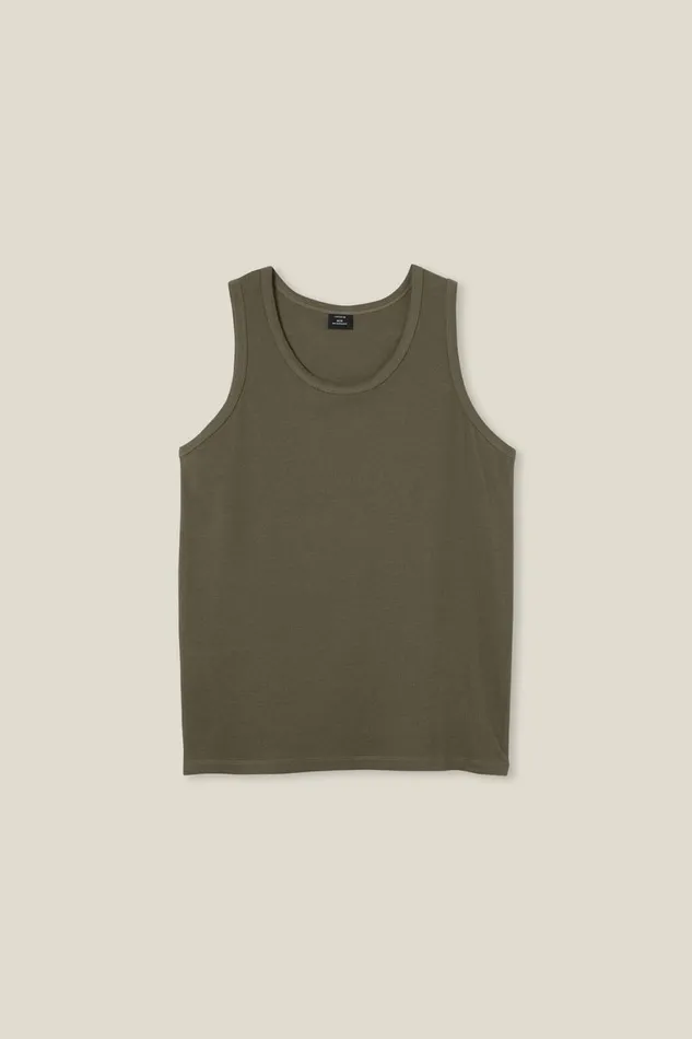 Men Tees and Tanks Cotton On Loose Fit Rib Tank Military