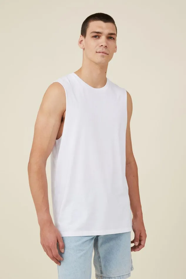 Men Tees and Tanks Cotton On Organic Muscle White