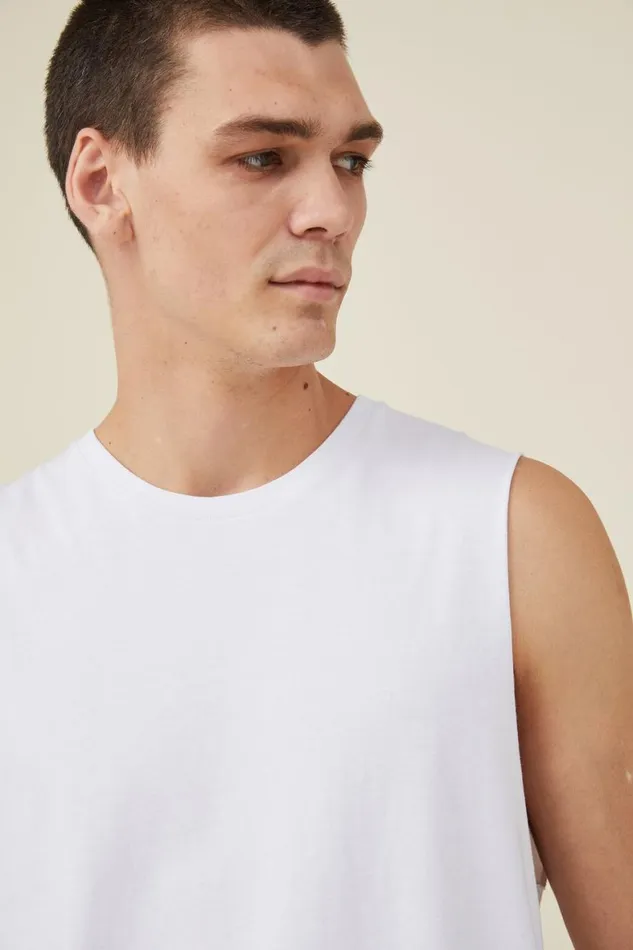 Men Tees and Tanks Cotton On Organic Muscle White
