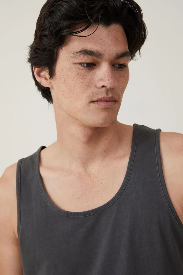 Men Tees and Tanks Cotton On Organic Tank Faded Slate